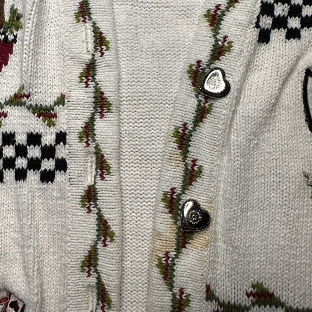 Funky fall angel grandma cardigan with checkerboard pattern details / medium - Picture 8 of 9
